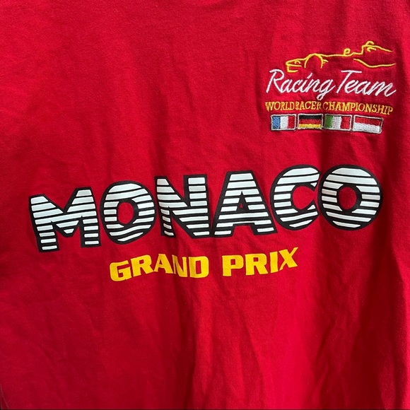 Monaco Grand Prix Racing Team Embroidered Red Tshirt Men’s Size Medium. RARE - Picture 4 of 8
